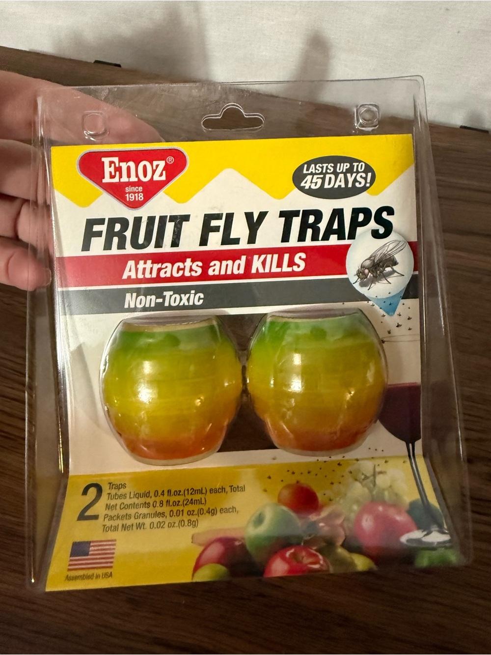 Non-Toxic Fruit Fly Traps in Green Yellow Orange (2 Pack)